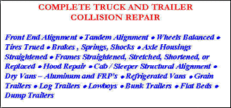 Complete repair, Axle Housings, Refrigerated vans, grain trailers, log trailers, lowboys, bunk trailers, flat beds, dump trailers 